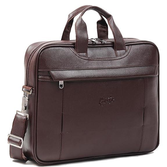 Rionto Edge brown vegan leather laptop messenger bag