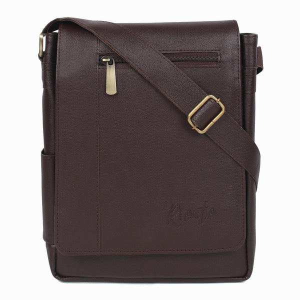Flex Sling Crossbody Bag – Compact Vegan Leather Side Bag for Men & Women - Brown