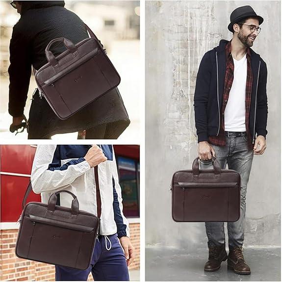 Professional vegan leather laptop bag in brown color