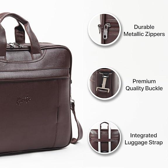 Elegant brown laptop bag with adjustable shoulder strap by Rionto