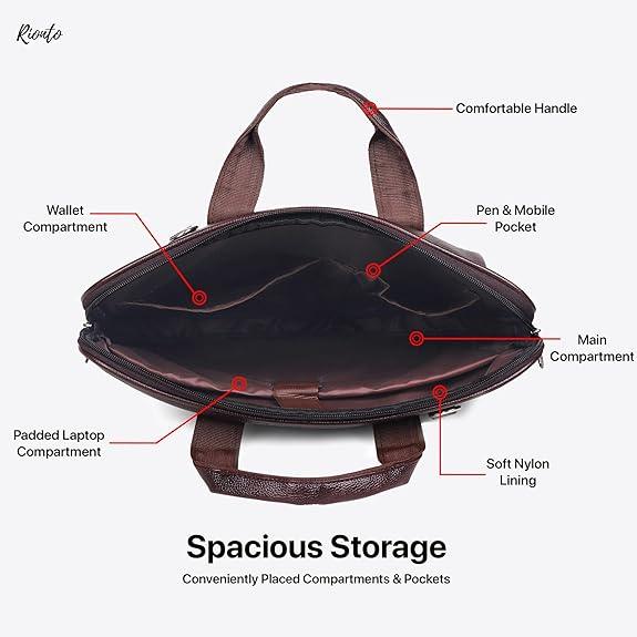 leather bag for man and women with large storage compartment