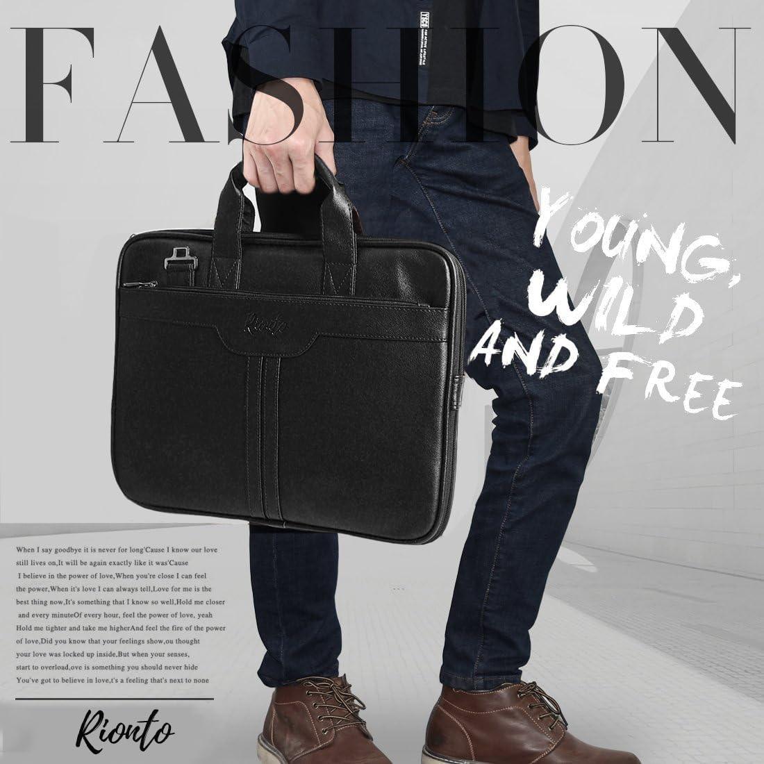 Unisex messenger laptop bag in black PU leather – sleek and professional design