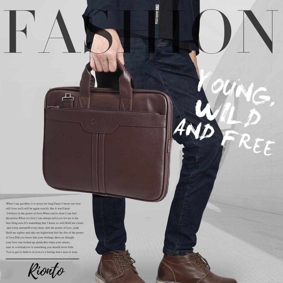 Stylish laptop bag in brown vegan leather for men and women