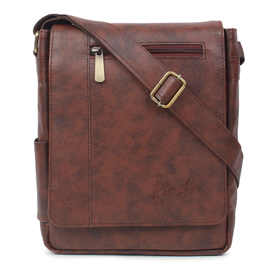Rionto Flex brown sling bag for men and women made from vegan leather
