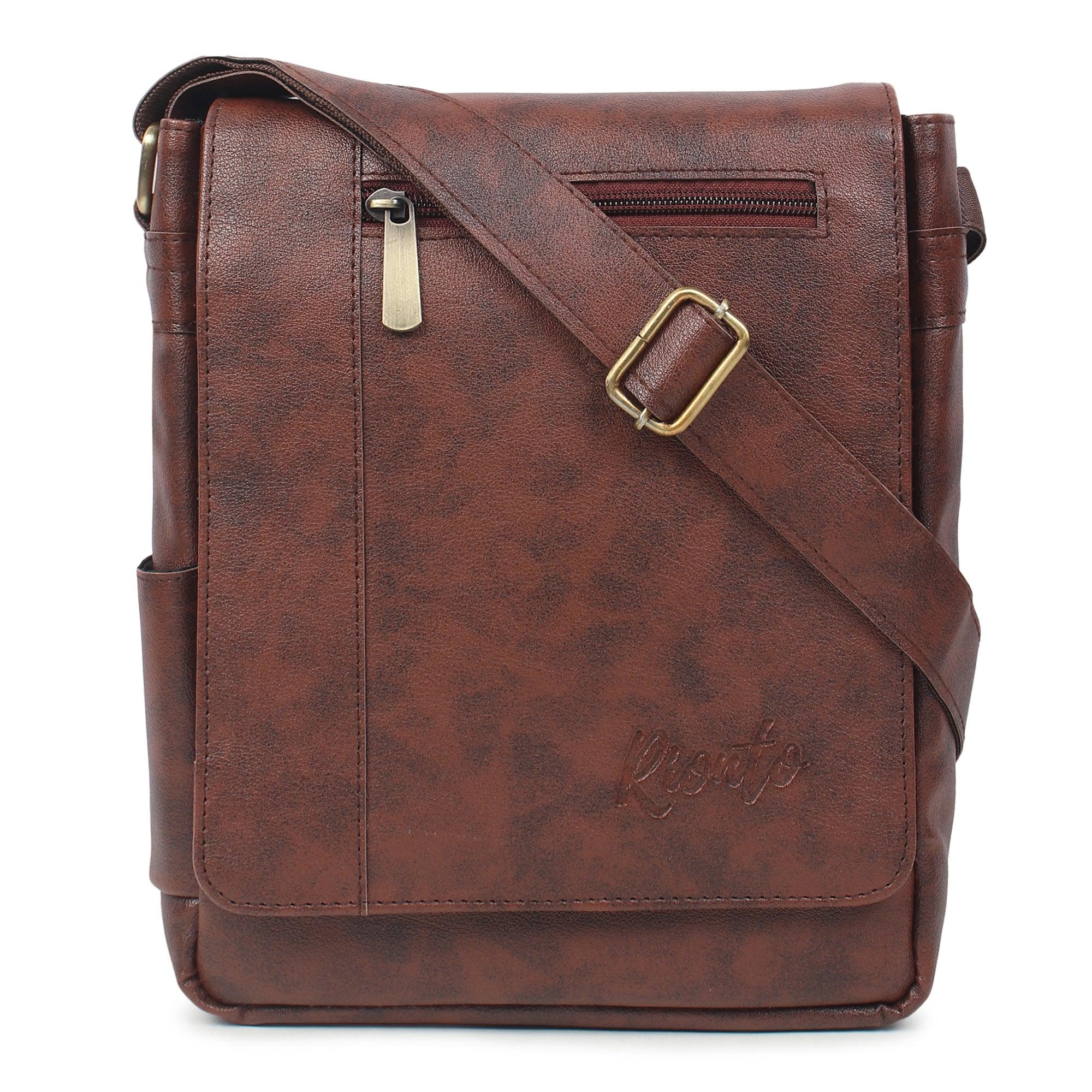 Rionto Flex brown sling bag for men and women made from vegan leather