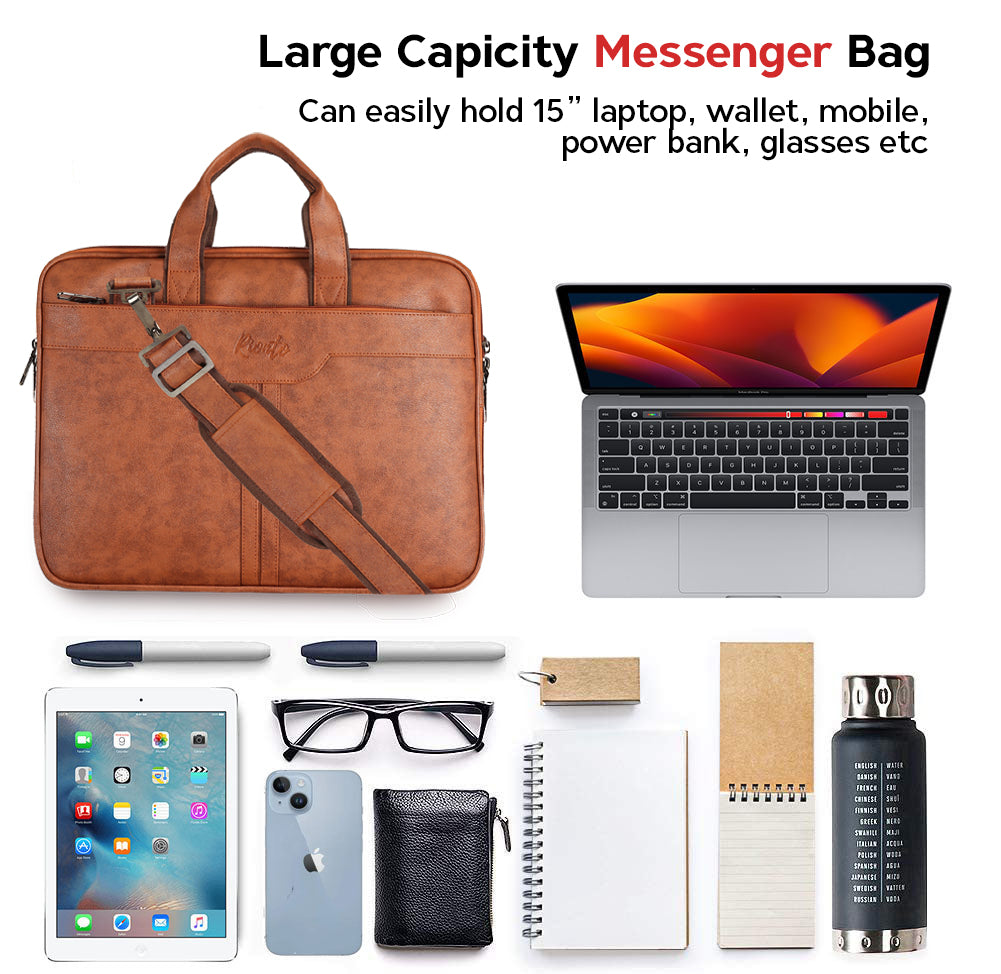 Prime Messenger Laptop Bag – Light Tan Leather Office Bag