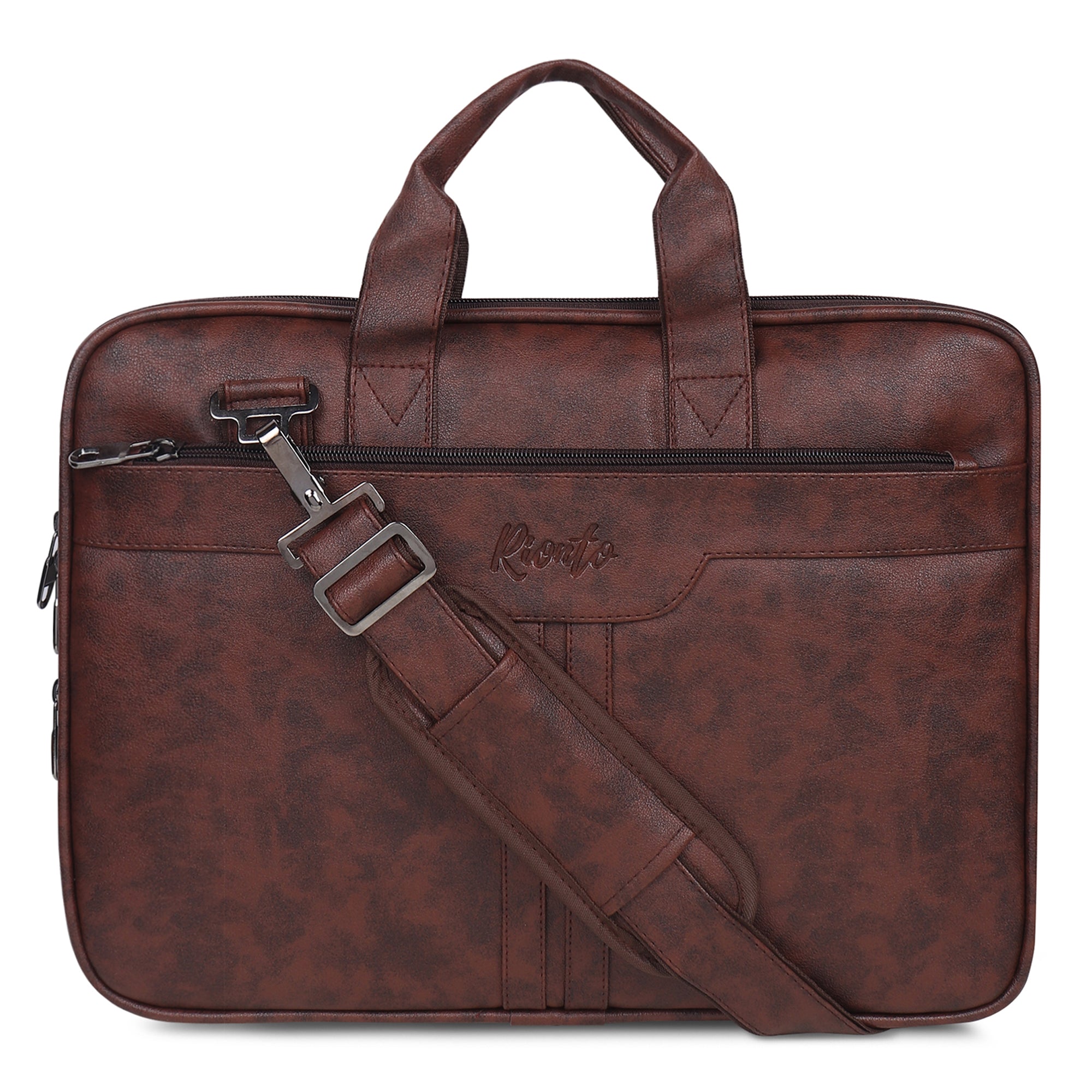 Rionto Prime tan messenger bag made with vegan leather