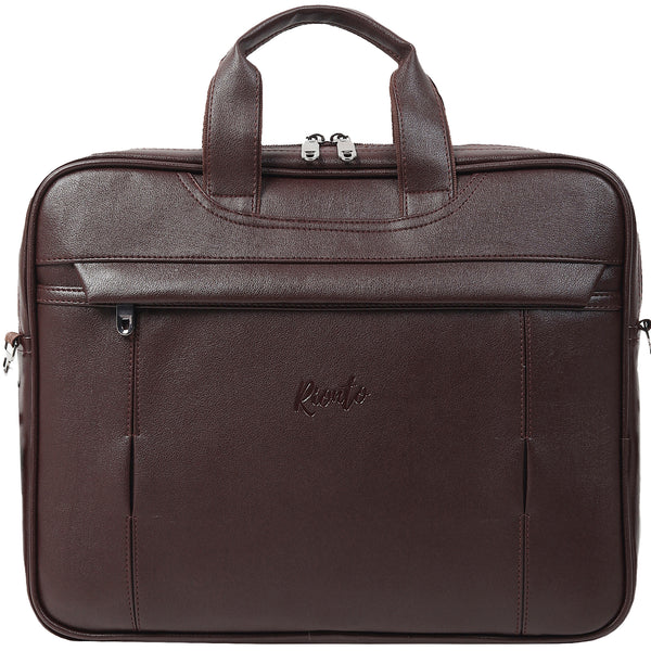 Edge Laptop Messenger Bag – 15.6" Vegan Leather Office Bag - Brown