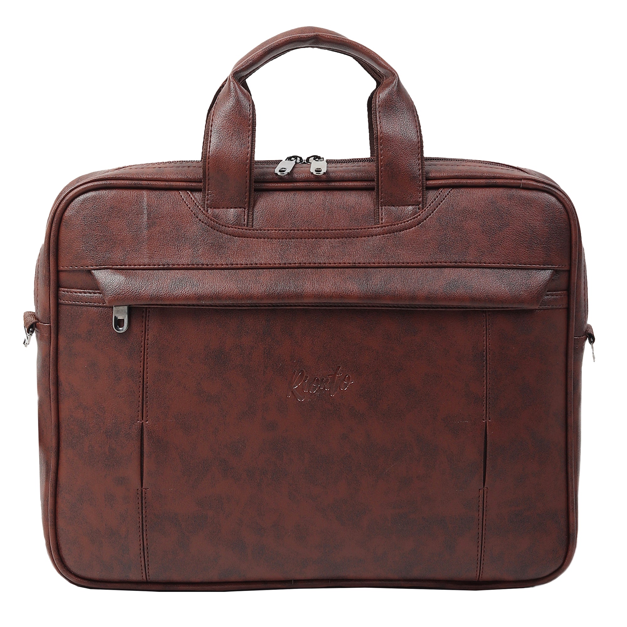 Rionto Edge brown vegan leather laptop messenger bag