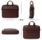Side view of Rionto Edge vegan leather office bag in brown color