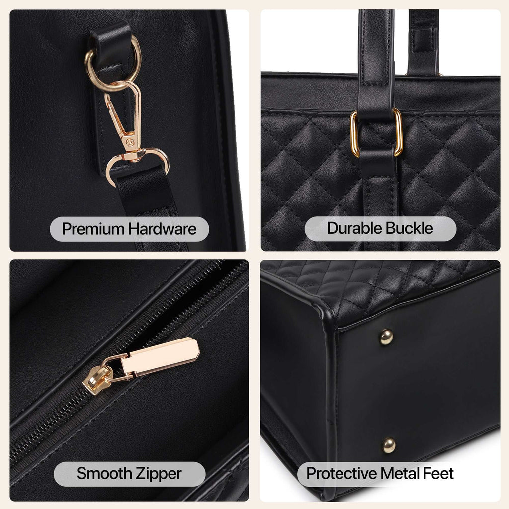Elaris Tote Bag for Women with Insulated Lunch Compartment - Black