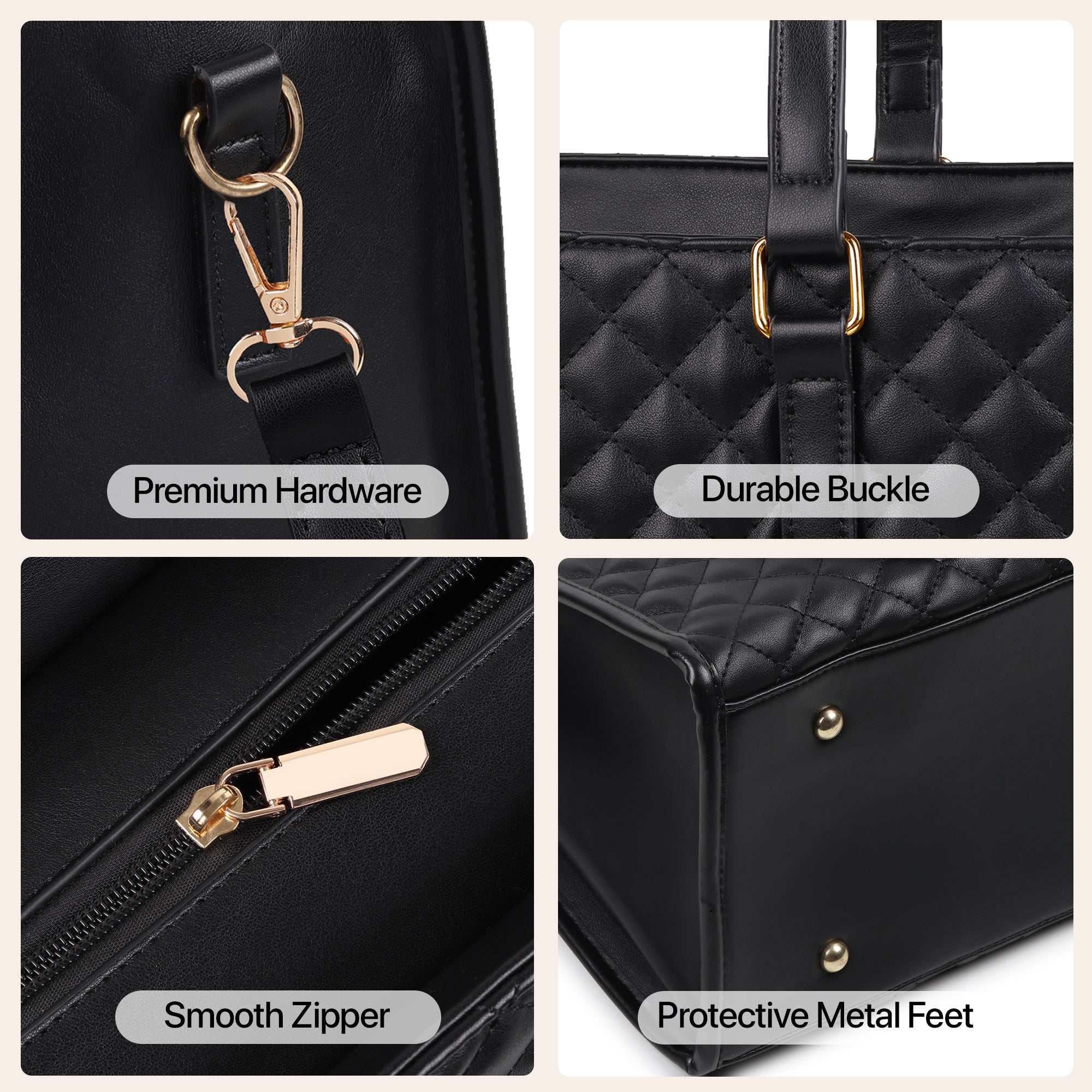 Elaris Tote Bag for Women with Insulated Lunch Compartment - Black