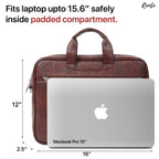 Rionto Edge brown vegan leather laptop messenger bag for 15.6-inch laptops