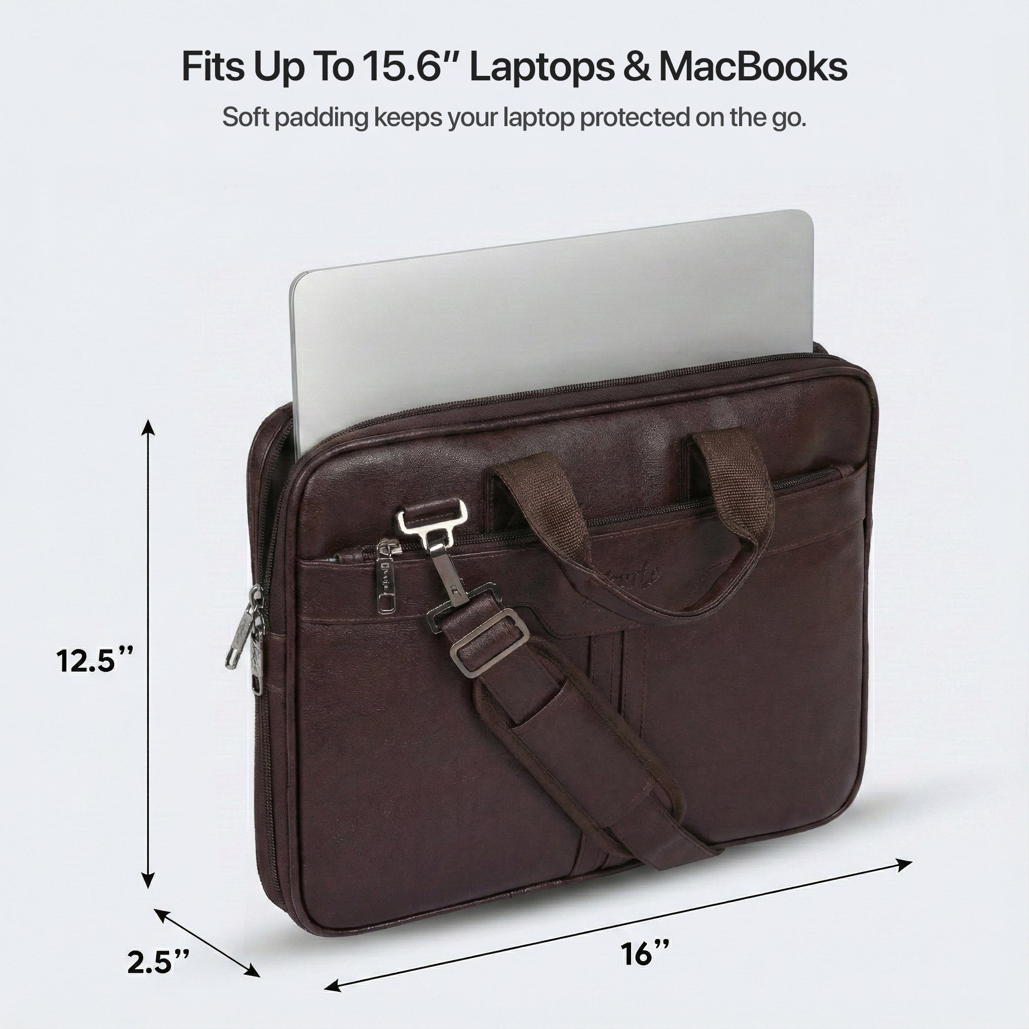 Prime Vegan Leather Laptop Messenger Bag – Brown