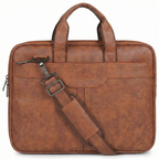 Prime Vegan Leather Laptop Messenger Bag – Light Tan