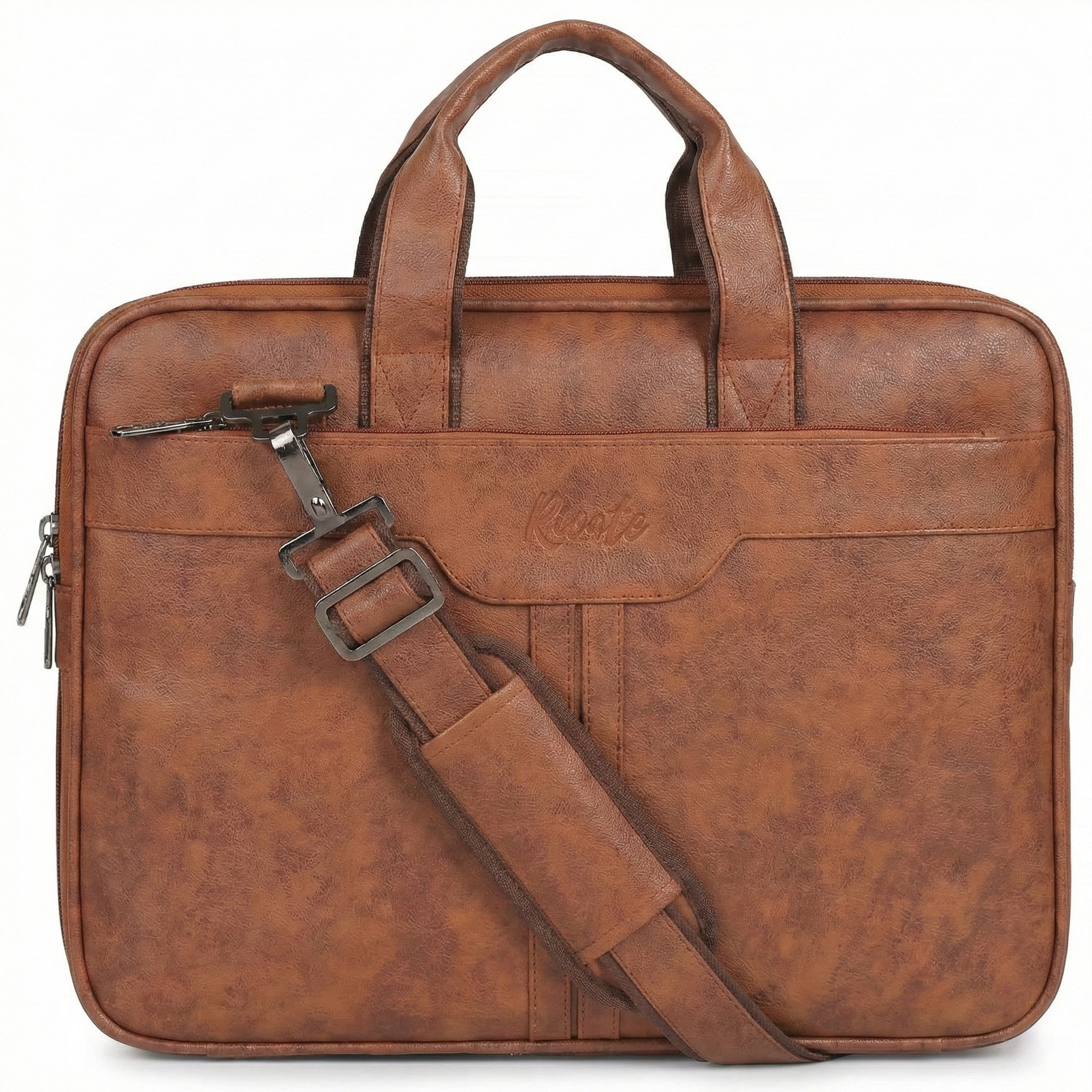 Prime Vegan Leather Laptop Messenger Bag – Light Tan