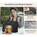 Elaris Tote Bag for Women with Insulated Lunch Compartment - Black