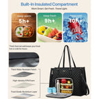 Elaris Tote Bag for Women with Insulated Lunch Compartment - Black
