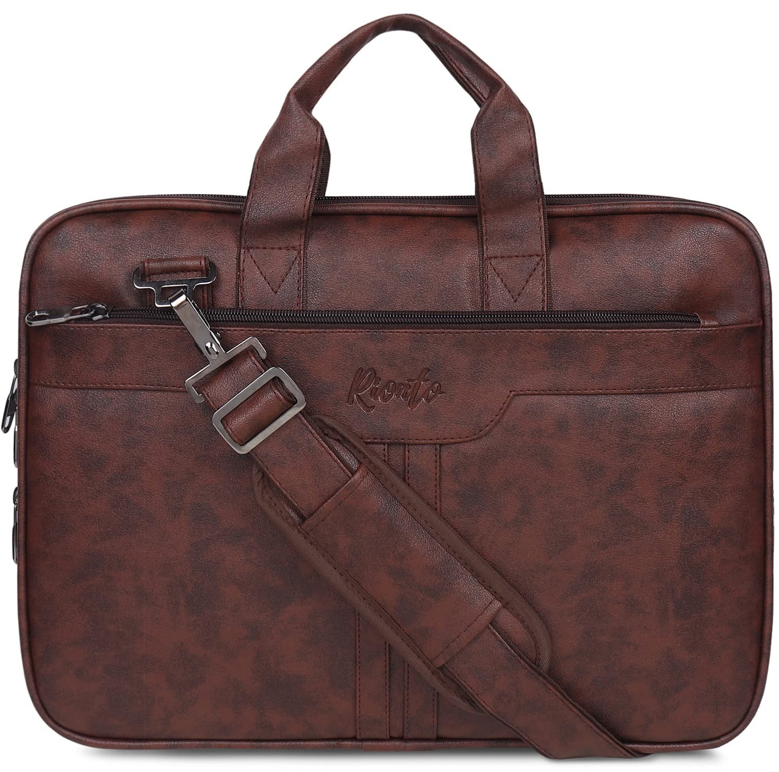 Rionto Prime tan messenger bag made with vegan leather