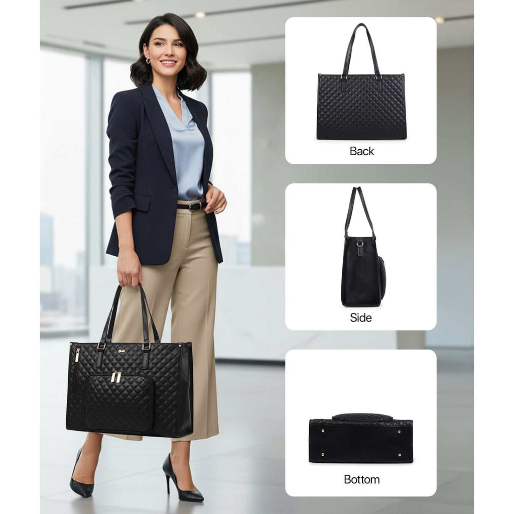 Elaris Tote Bag for Women with Insulated Lunch Compartment - Black