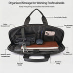 Prime Vegan Leather Laptop Messenger Bag – Black
