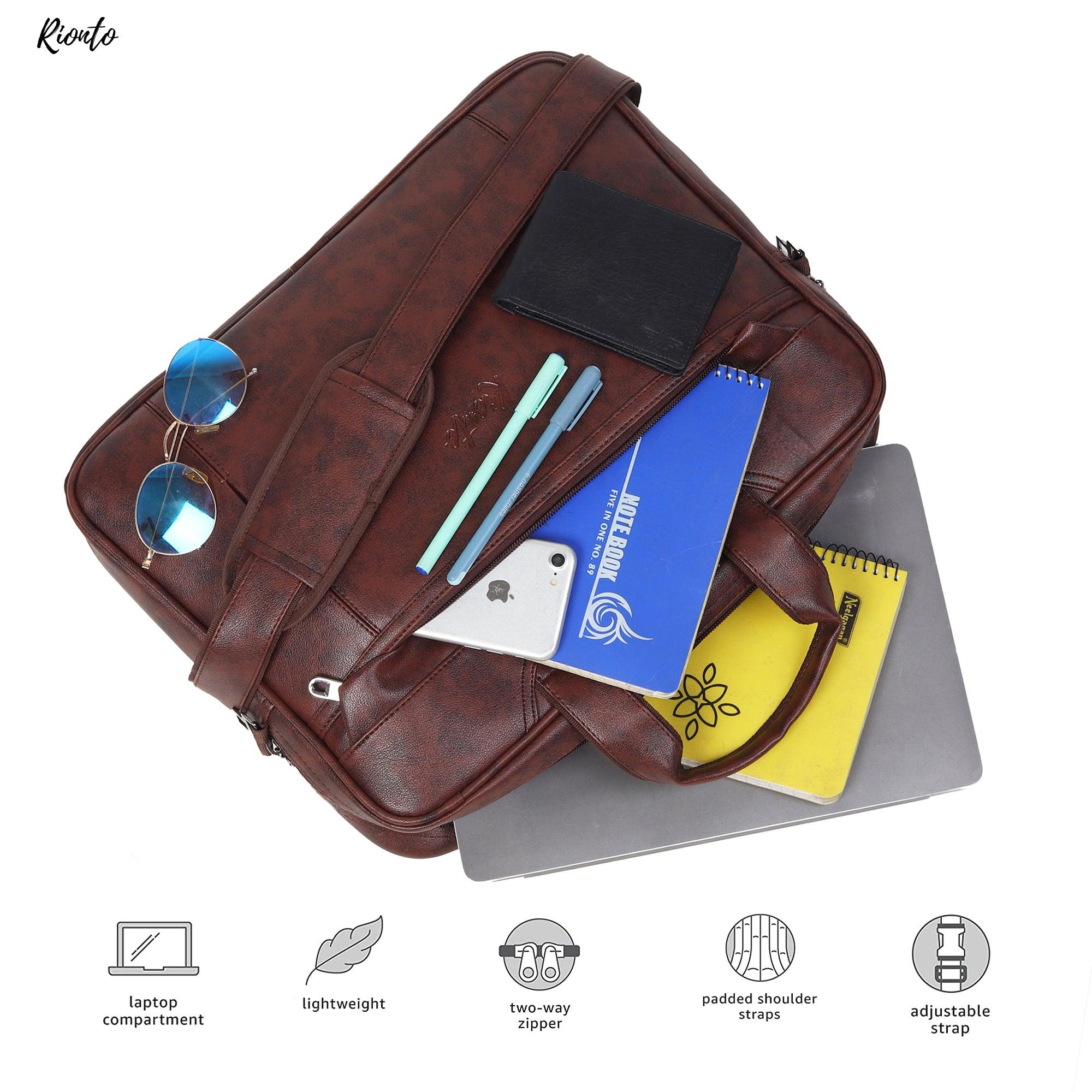 Professional laptop messenger bag in brown for men and women