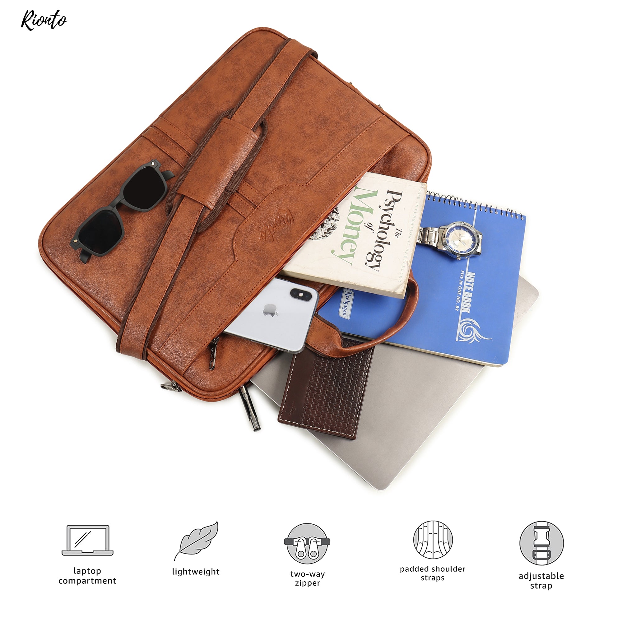 Prime Messenger Laptop Bag – Light Tan Leather Office Bag