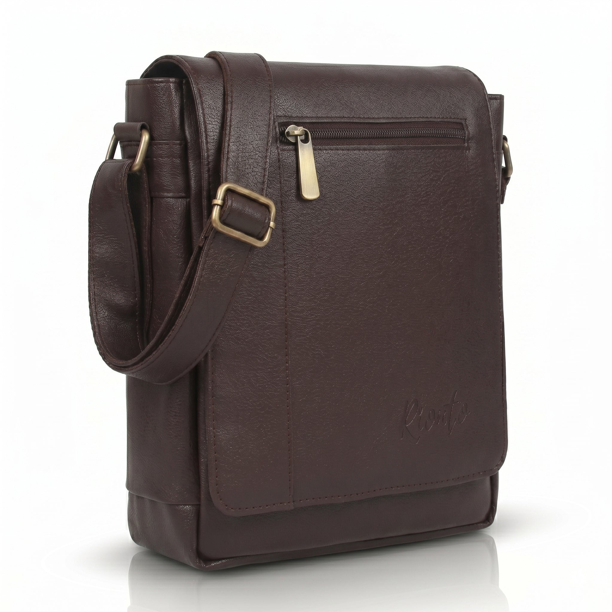 Flex Sling Crossbody Bag – Compact Vegan Leather Side Bag for Men & Women - Brown