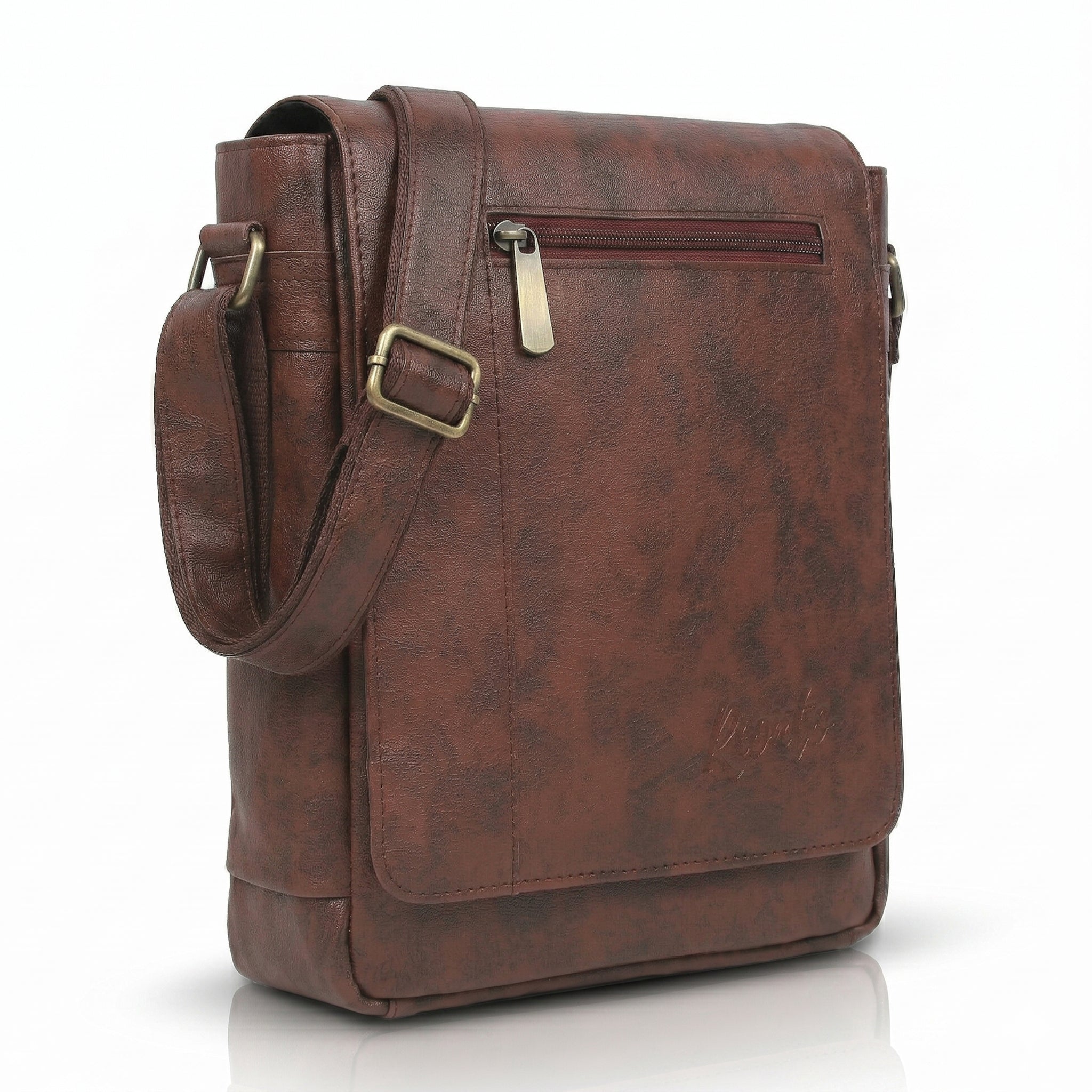 Flex Sling Crossbody Bag – Compact Vegan Leather Side Bag for Men & Women - Tan