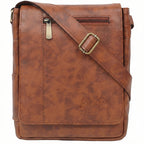 Flex Sling Crossbody Bag – Compact Vegan Leather Side Bag for Men & Women - Light Tan