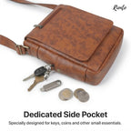Flex Sling Crossbody Bag – Compact Vegan Leather Side Bag for Men & Women - Light Tan