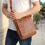 Flex Sling Crossbody Bag – Compact Vegan Leather Side Bag for Men & Women - Light Tan